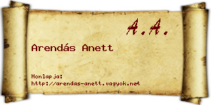 Arendás Anett névjegykártya