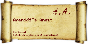Arendás Anett névjegykártya