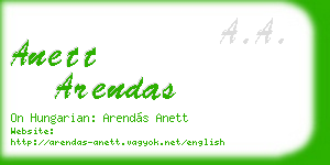 anett arendas business card